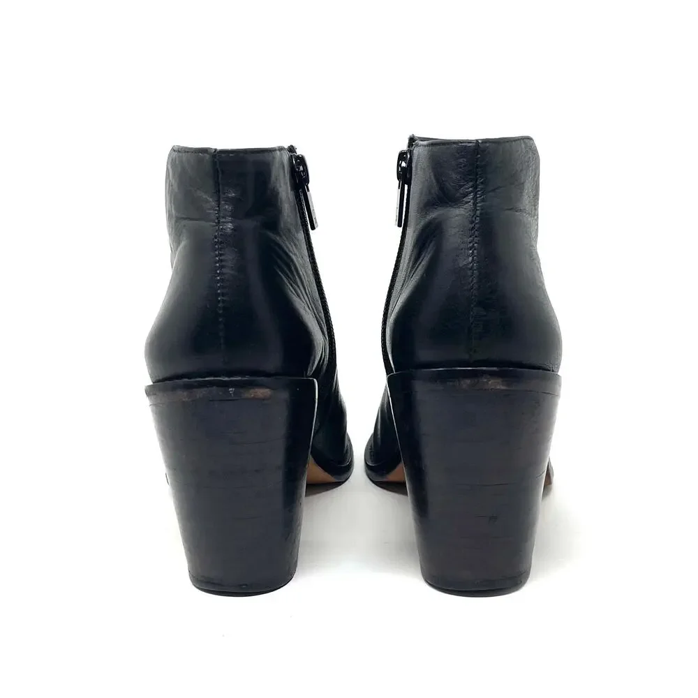 Loeffler Randall Ella Leather Ankle Boots - Black - Size 7.5